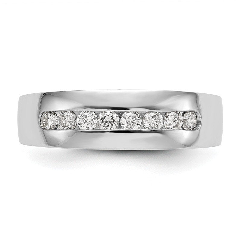 14K White Gold Men's 1/3 carat Lab Grown Diamond VS+ F+ Complete Channel Band