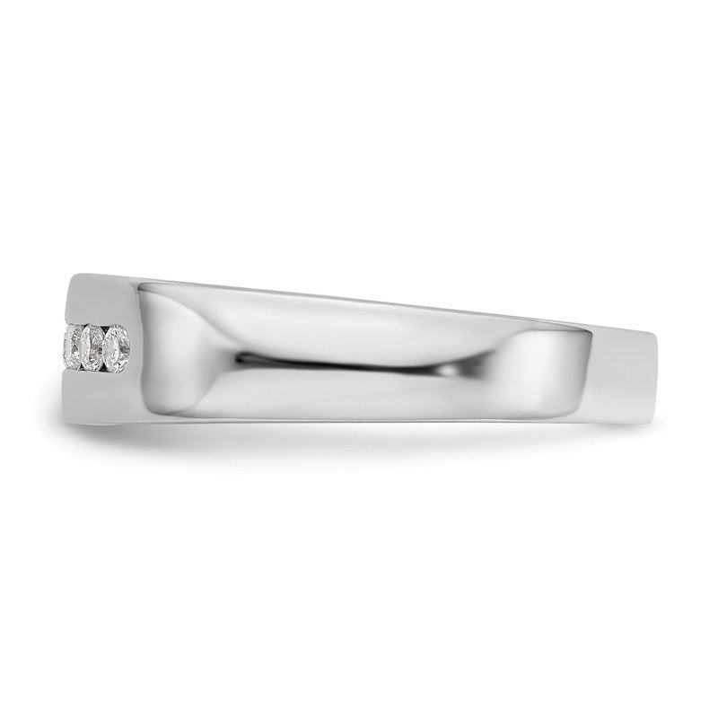 14K White Gold Men's 1/3 carat Lab Grown Diamond VS+ F+ Complete Channel Band