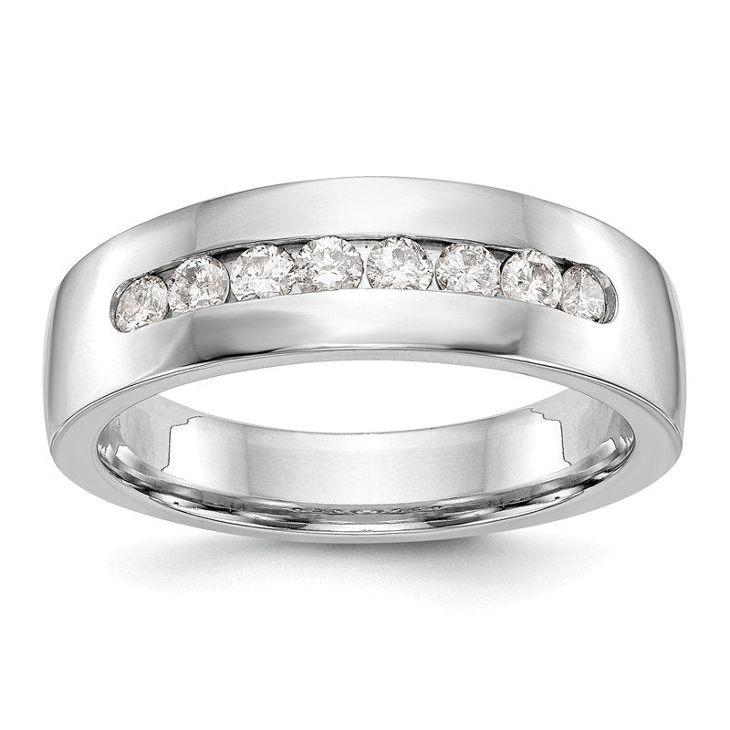 14K White Gold Men's 1/3 carat Lab Grown Diamond VS+ F+ Complete Channel Band
