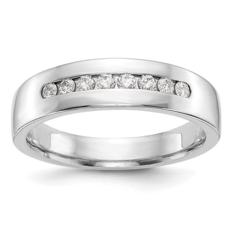 14K White Gold Men's 1/3 carat Lab Grown Diamond VS+ F+ Complete Channel Band