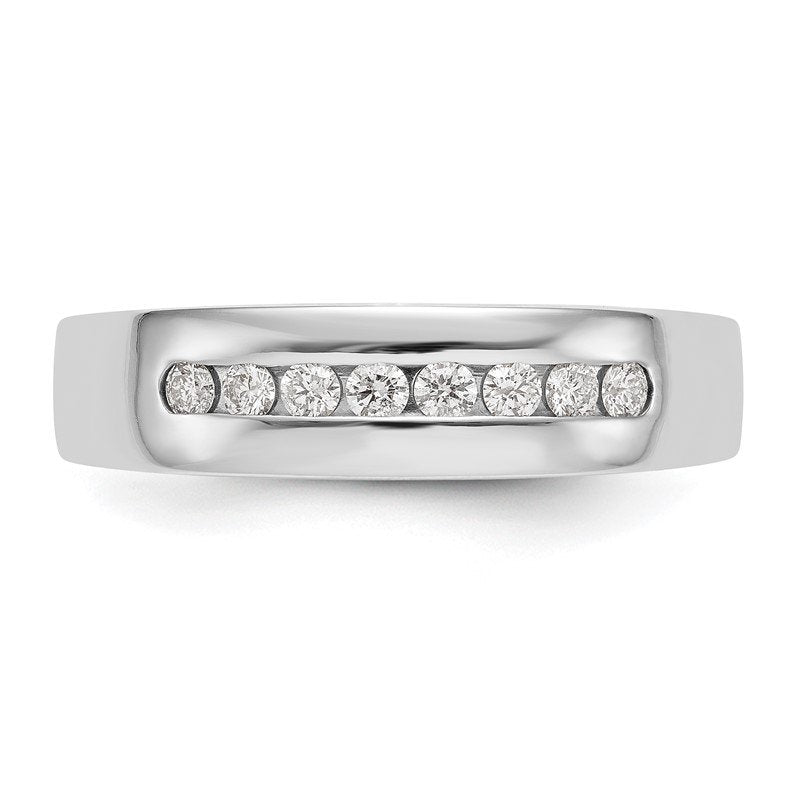 14K White Gold Men's 1/3 carat Lab Grown Diamond VS+ F+ Complete Channel Band