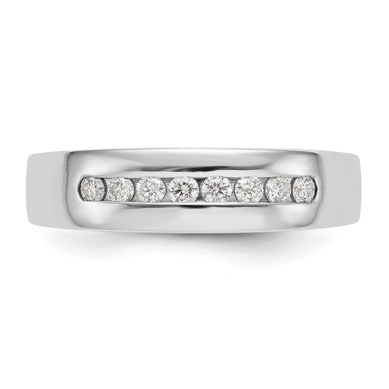 14K White Gold Men's 1/3 carat Lab Grown Diamond VS+ F+ Complete Channel Band