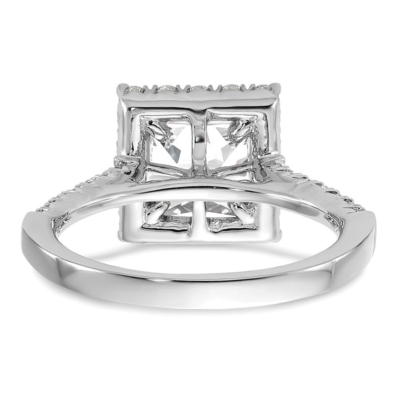 14K White Gold 1/3 carat Lab Grown Diamond VS+ F+ Semi-Mount Princess Halo Engagement Ring