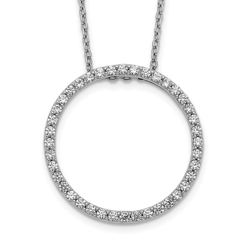 14k White Gold 1/4 carat Diamond Circle 18 inch Necklace