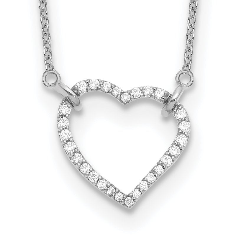 14k Rose Gold Polished 1/5 carat Diamond Heart 18 inch Necklace