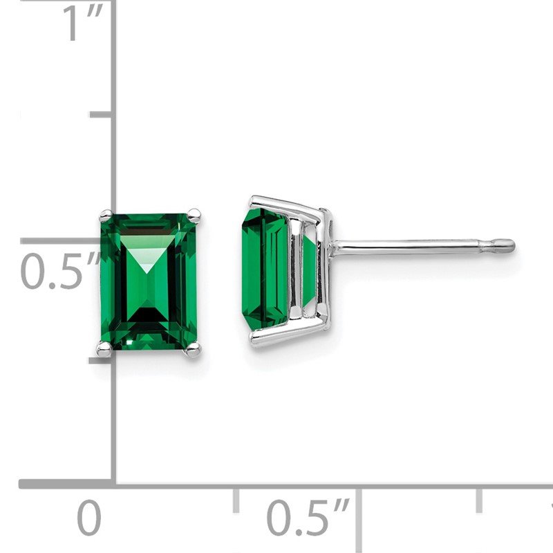 14k White Gold 7x5mm Emerald-Cut Mount St. Helens Post Earrings