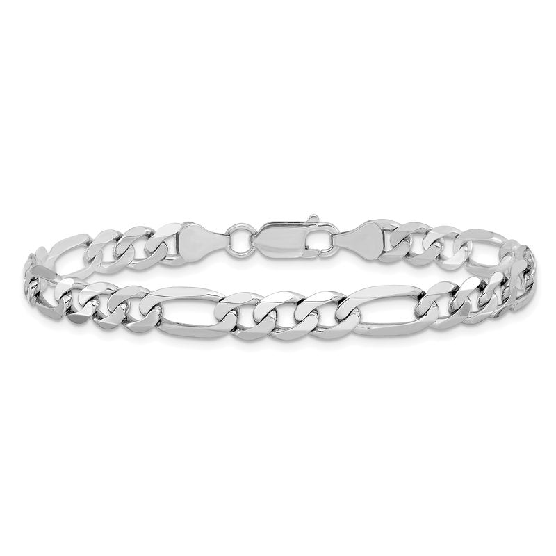 14K White Gold 20 inch 7mm Flat Figaro with Lobster Clasp Chain