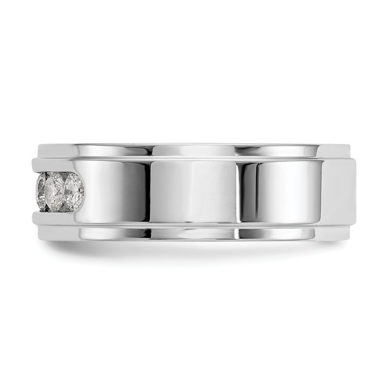 14K White Gold Men's 1/2 carat Lab Grown Diamond VS/SI  D E F  5 Stone Step Edge Size 9 Channel Band