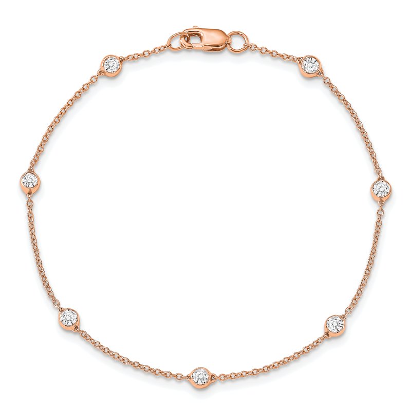 14K Rose Gold 3/8 carat Lab Grown Diamond VS+ F+ Complete 7 Station 7 in Bracelet