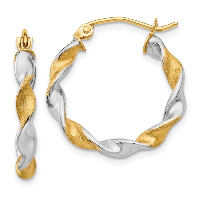 14K White Gold &amp; Rhodium 2.0mm Twisted Hoop Earrings