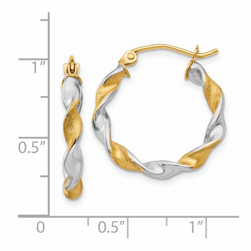 14K White Gold &amp; Rhodium 2.0mm Twisted Hoop Earrings