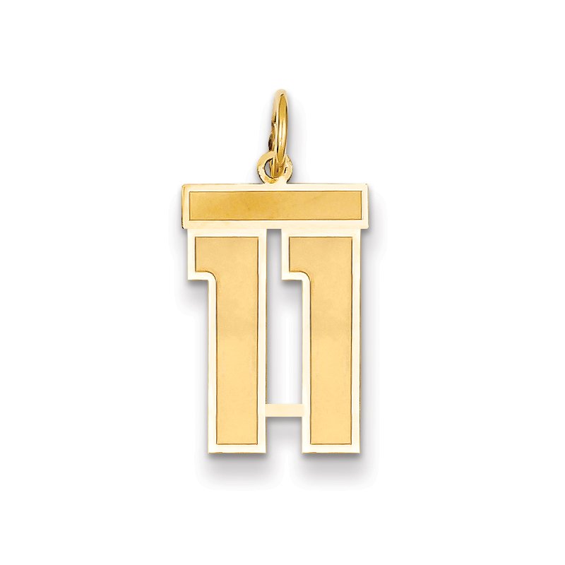 14k Medium Satin Number 11 Charm