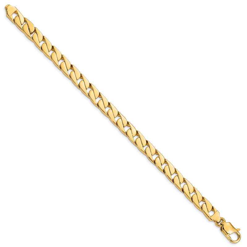 14K 20 inch 8mm Hand Polished Long Link Half Round Curb with Lobster Clasp Chain