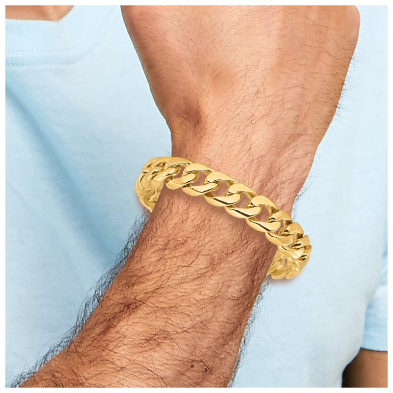 14K 20 inch 13.4mm Hand Polished Rounded Curb Link with Box Catch Clasp Chain
