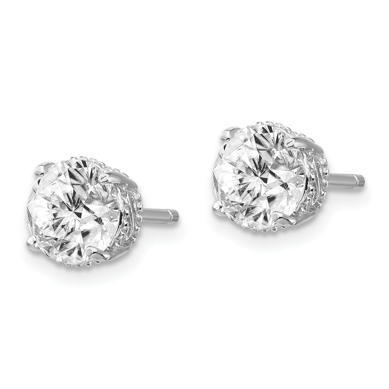 Sterling Silver Rhodium-plated Brilliant-cut CZ 6.5mm Stud Post Earrings