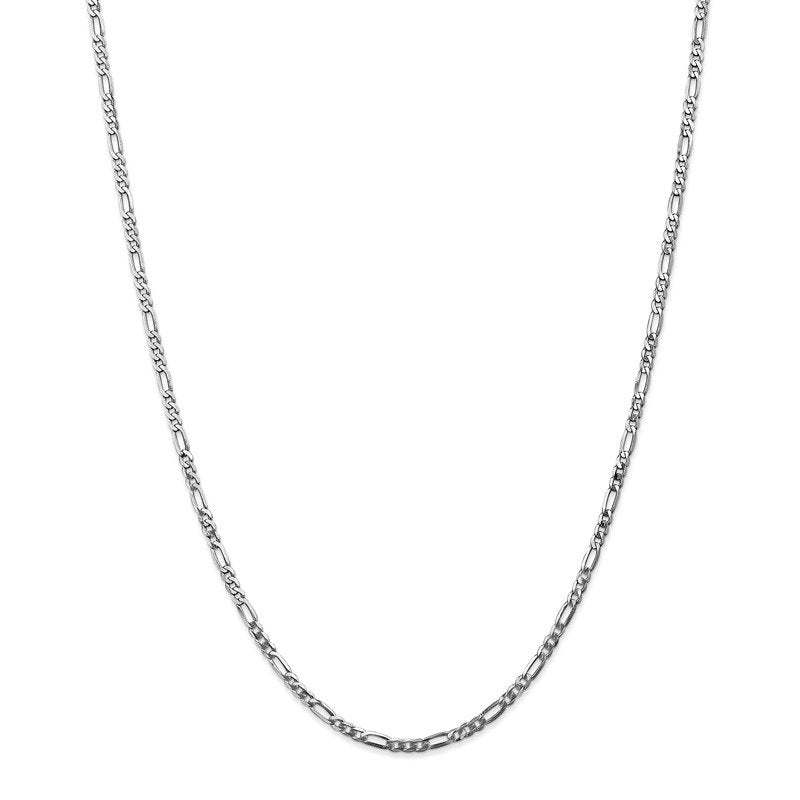 14K White Gold 10 inch 2.75mm Flat Figaro with Lobster Clasp Anklet