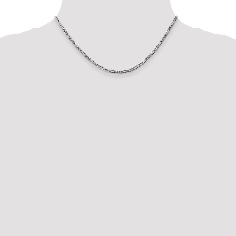 14K White Gold 10 inch 2.75mm Flat Figaro with Lobster Clasp Anklet