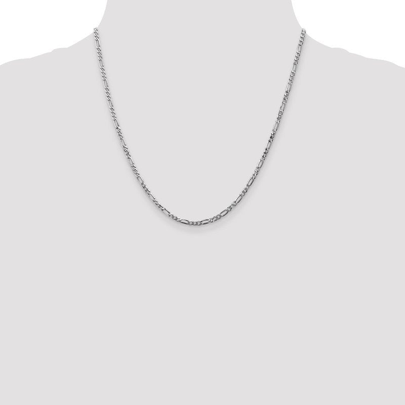 14K White Gold 10 inch 2.75mm Flat Figaro with Lobster Clasp Anklet
