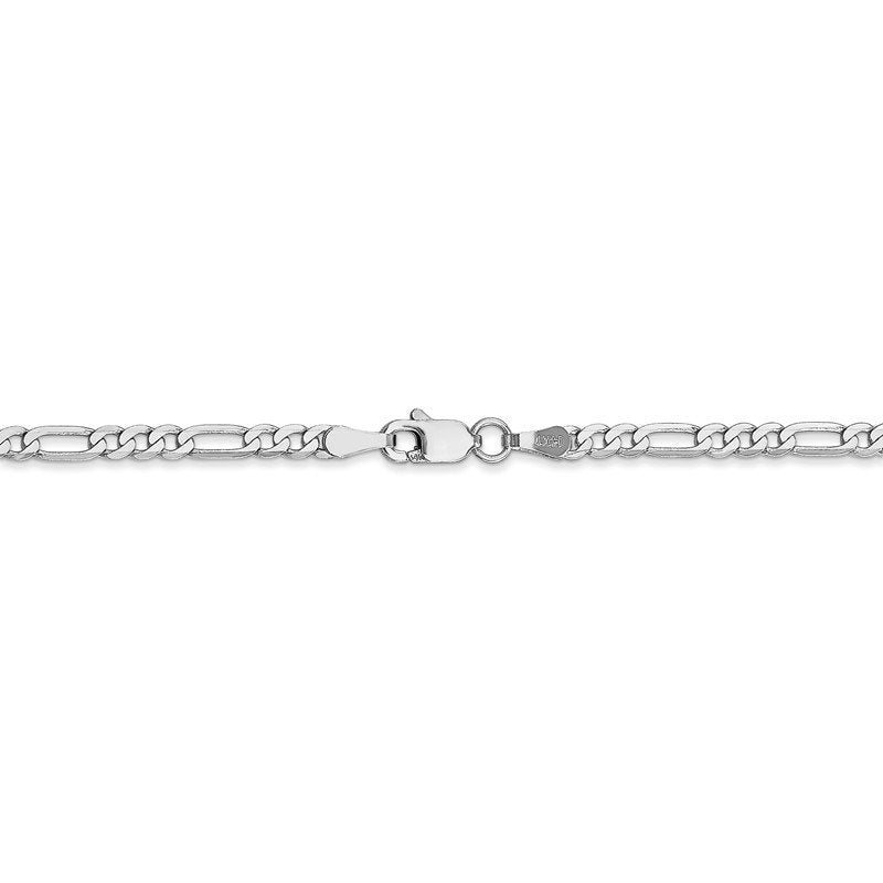14K White Gold 10 inch 2.75mm Flat Figaro with Lobster Clasp Anklet
