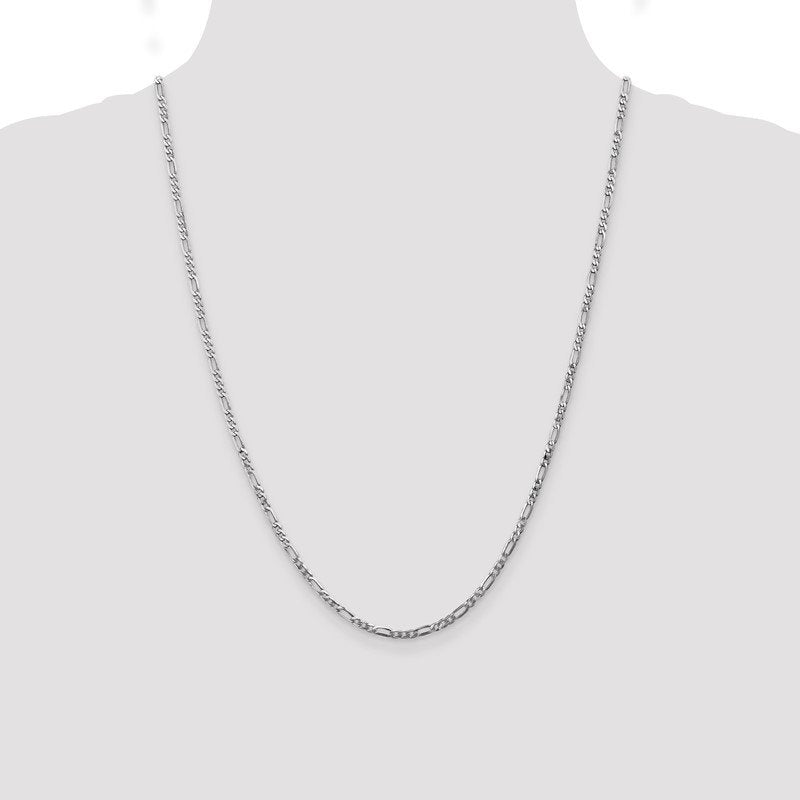 14K White Gold 10 inch 2.75mm Flat Figaro with Lobster Clasp Anklet