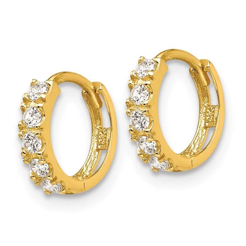 14k Madi K CZ Children's Hinged Hoop Earrings