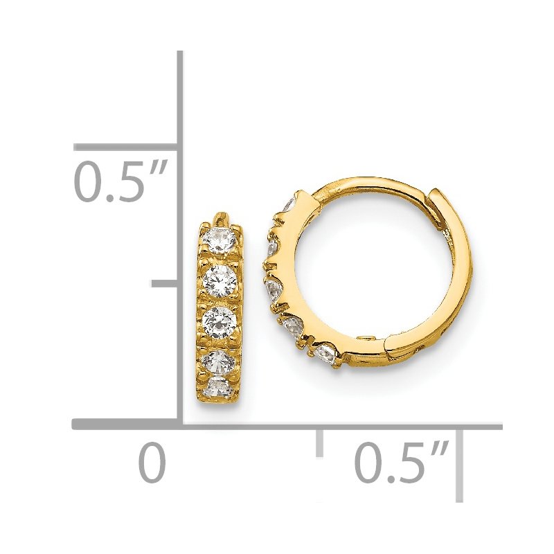 14k Madi K CZ Children's Hinged Hoop Earrings