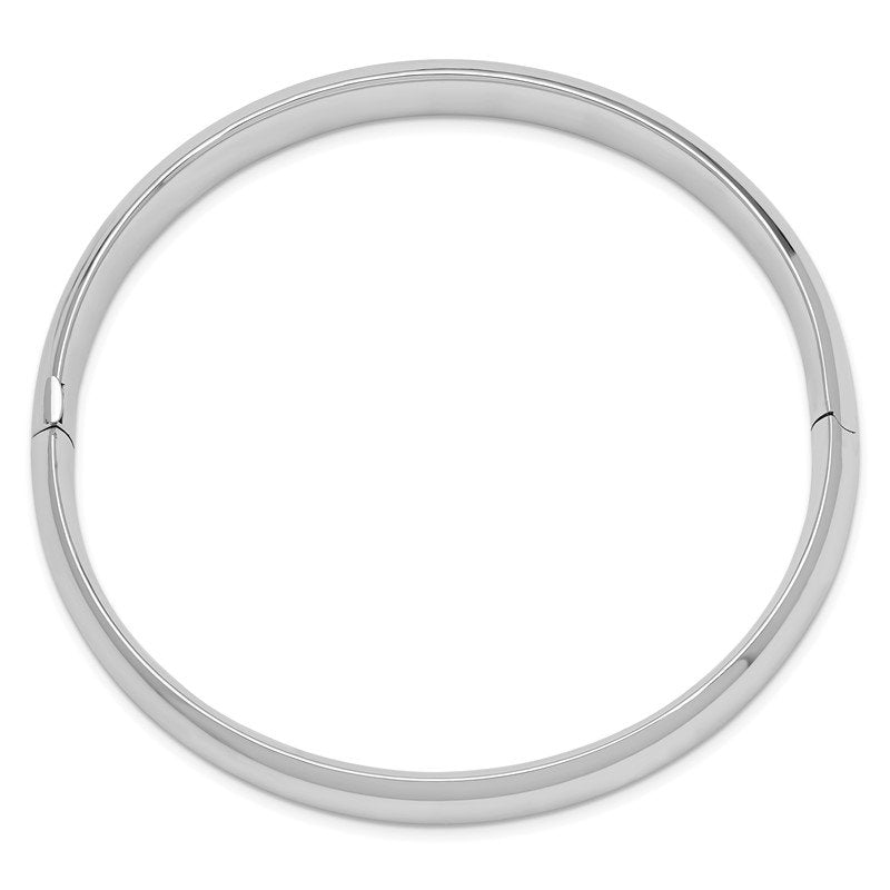 14k White Gold High Polished 10.00mm Hinged Oval Bangle Bracelet