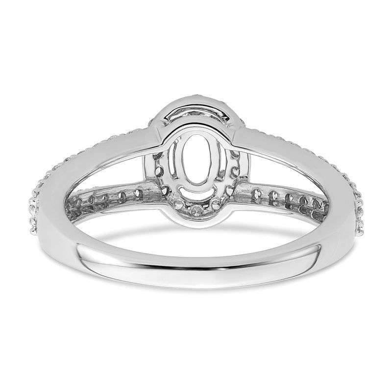 14K White Gold 1/2 carat Lab Grown Diamond VS/SI  D E F  Semi Mount Oval Halo Engagement Ring