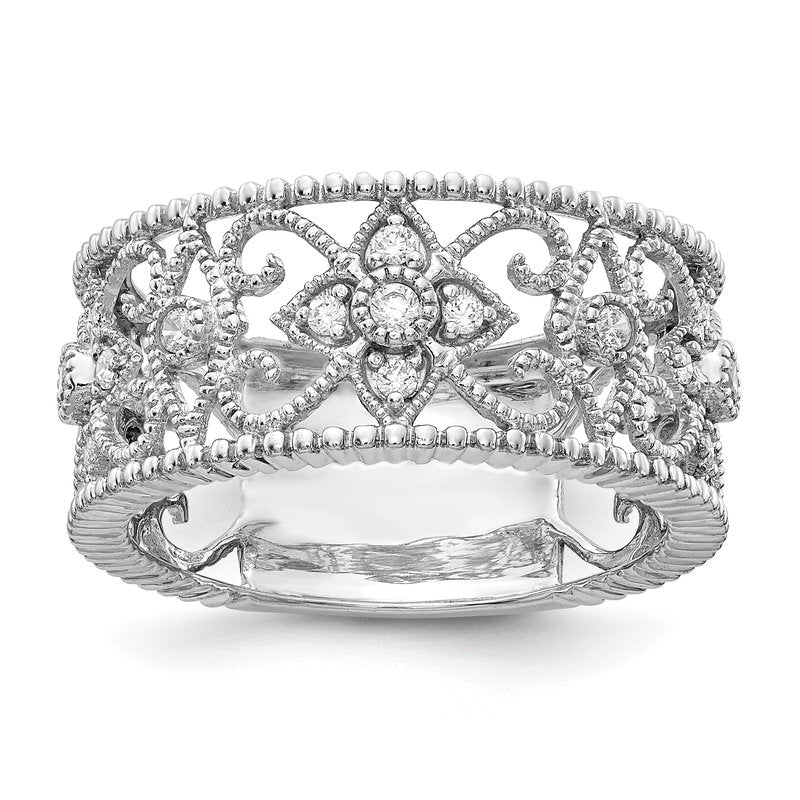 14k White Gold Diamond Vintage Band