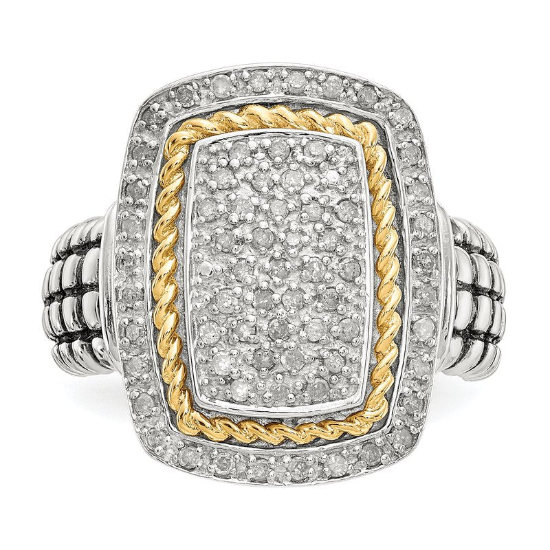 Sterling Silver with 14K Accent Diamond Ring