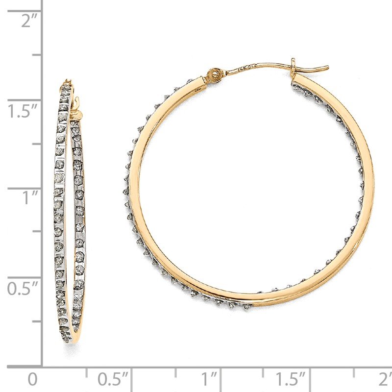 14k Diamond Fascination Round Hinged Hoop Earrings