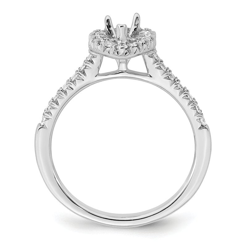14K White Gold 1/3 carat Lab Grown Diamond VS+ F+ Semi-Mount Pear Halo Engagement Ring