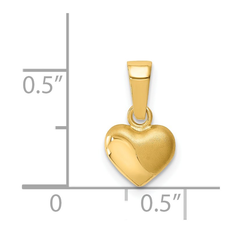 14k Satin and Polished 3D Puffed Heart Pendant