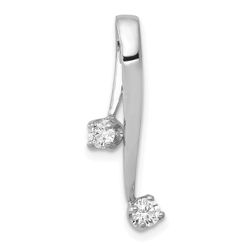 14k White Gold Complete 2-3.0mm Two-stone AA Diamond Chain Slide