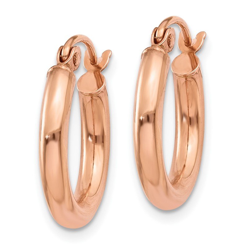 14k Rose Gold 2.5x17mm Polished Lightweight Tube Hoop Earrings