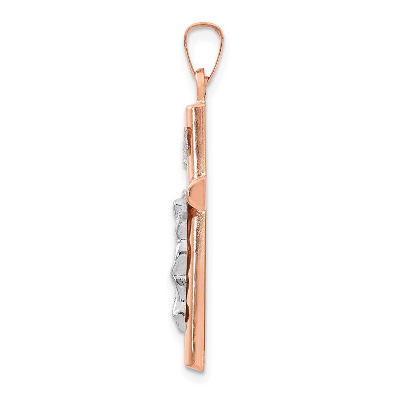 14k Two-tone Hollow Crucifix Pendant