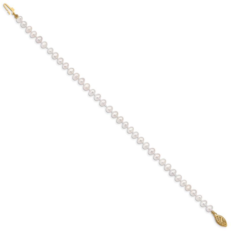 14k 4-5mm White Near-Round Freshwater Cultured Pearl 16 inch Necklace