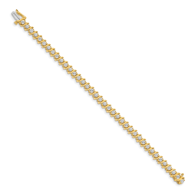 14k Complete 3.9 carat Round VS Diamond 2-prong S-link 7 inch Tennis Bracelet