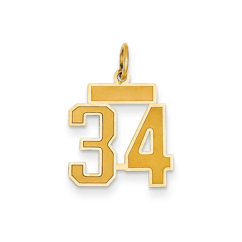 14k Small Satin Number 34 Charm