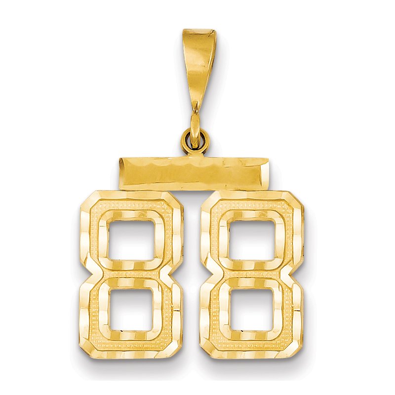 14k Medium Diamond-cut Number 88 Charm