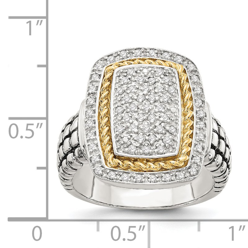 Sterling Silver with 14K Accent Diamond Ring