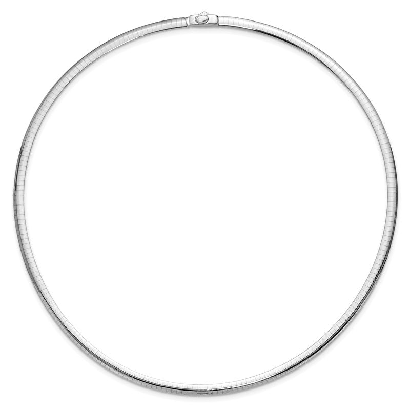 14k Two-tone 4mm Reversible White and Yellow 16 inch Domed Omega Necklace