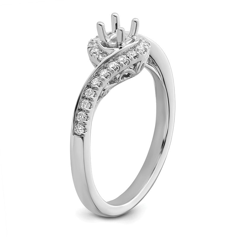 14K White Gold 1/4 carat Lab Grown Diamond VS/SI  D E F  Semi Mount Round By-Pass Engagement Ring