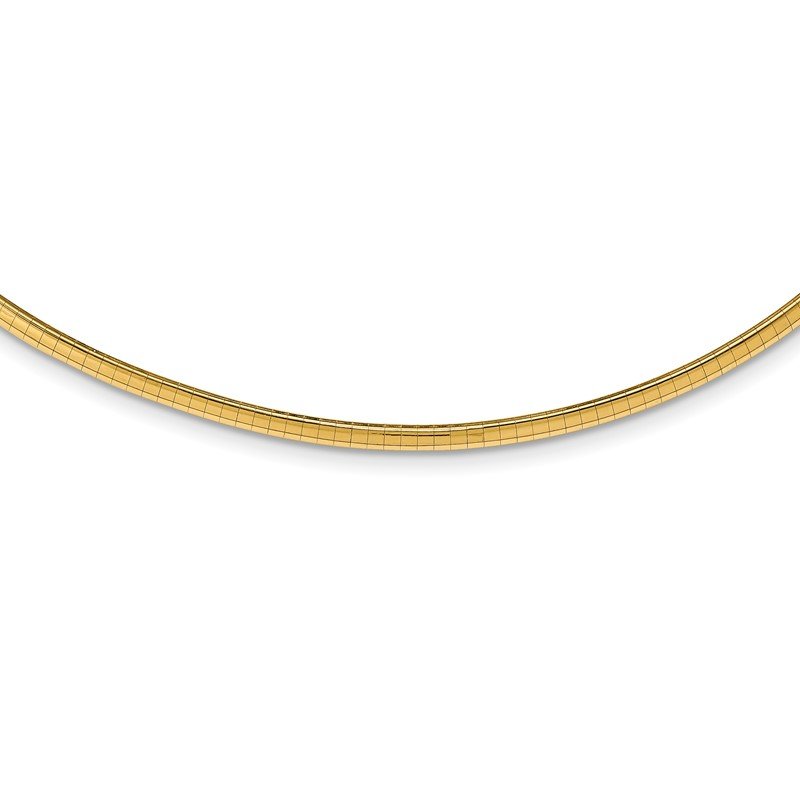 14k Polished 3mm Lightweight 16 inch Domed Omega Necklace