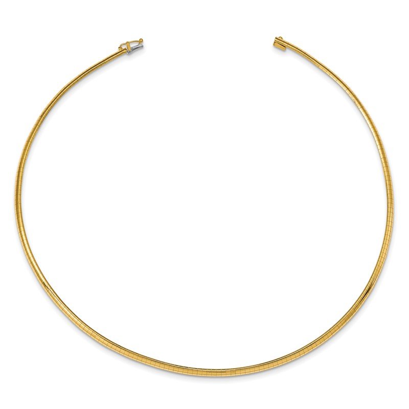 14k Polished 3mm Lightweight 16 inch Domed Omega Necklace
