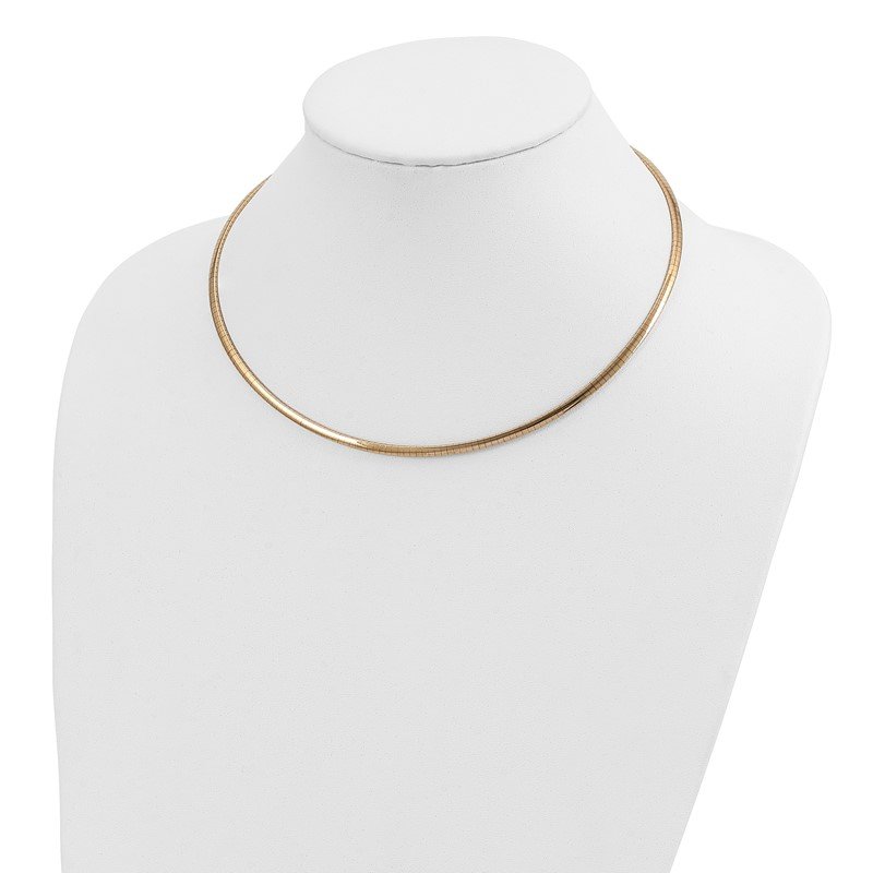 14k Polished 3mm Lightweight 16 inch Domed Omega Necklace