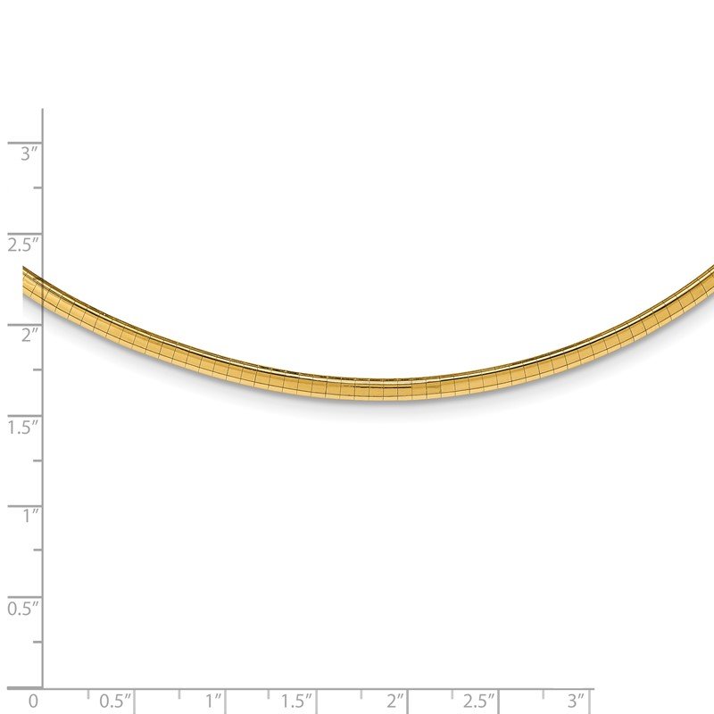 14k Polished 3mm Lightweight 16 inch Domed Omega Necklace
