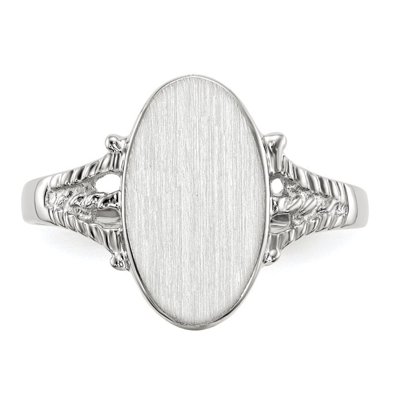 14k White Gold 8.5x13.5mm Closed Back Signet Ring