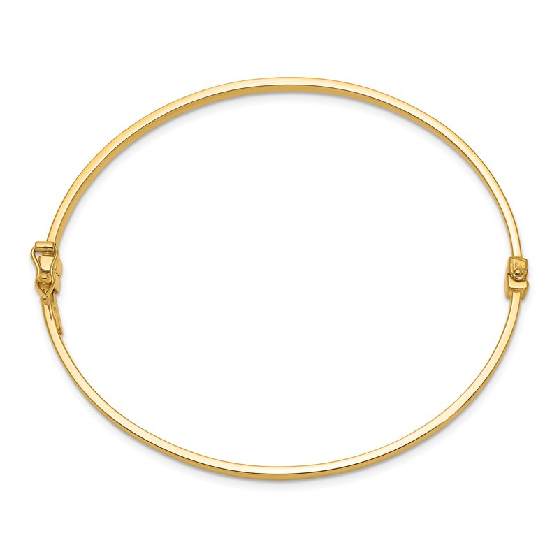 14k Polished 3.00mm Hinged Oval Bangle Bracelet