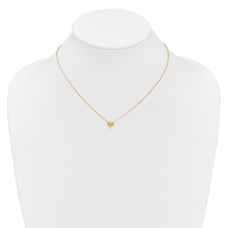 14k Madi K Small Hollow Heart w/ Chain and 1in ext. Necklace